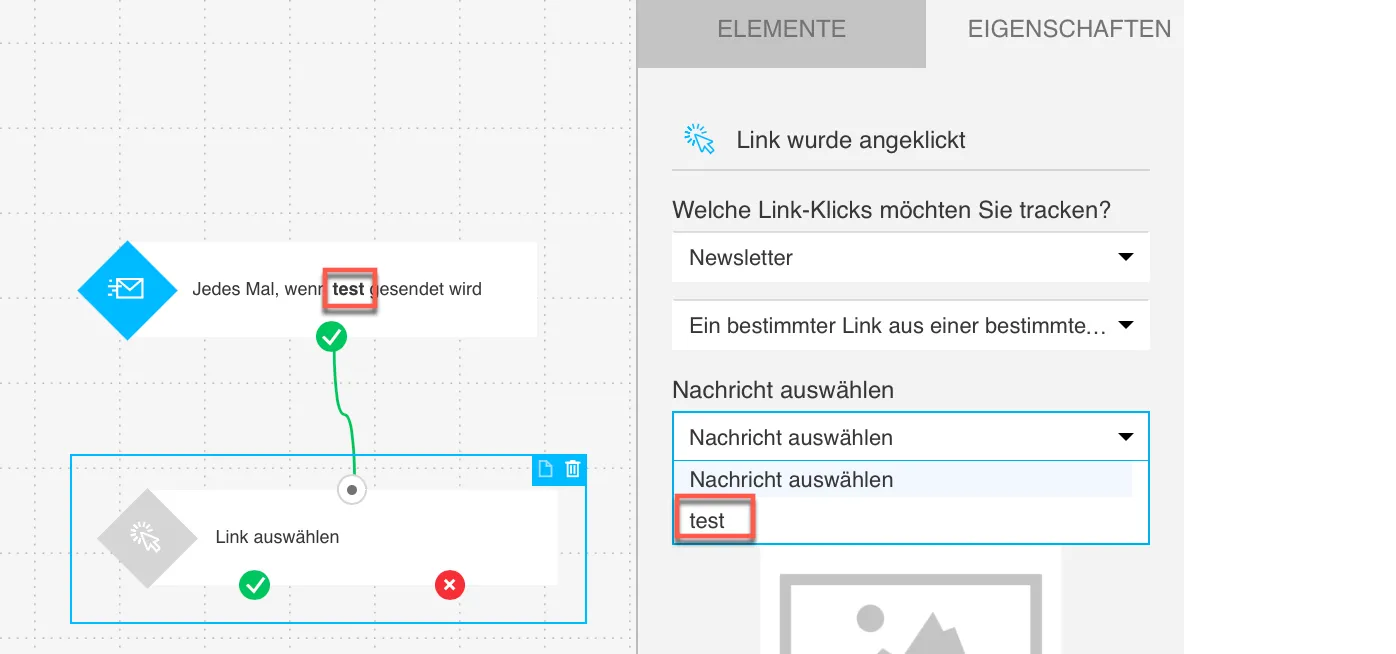 Einstellungen Link angeklickt.