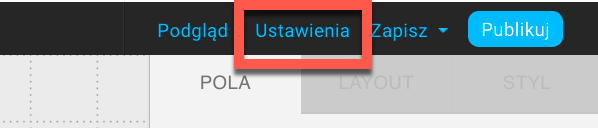 Ustawienia formularza.