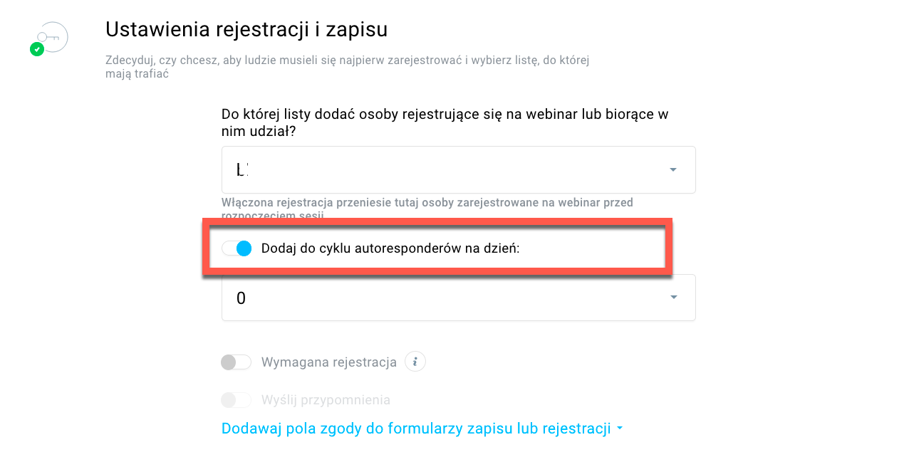 Edycja ustawień autorespondera.