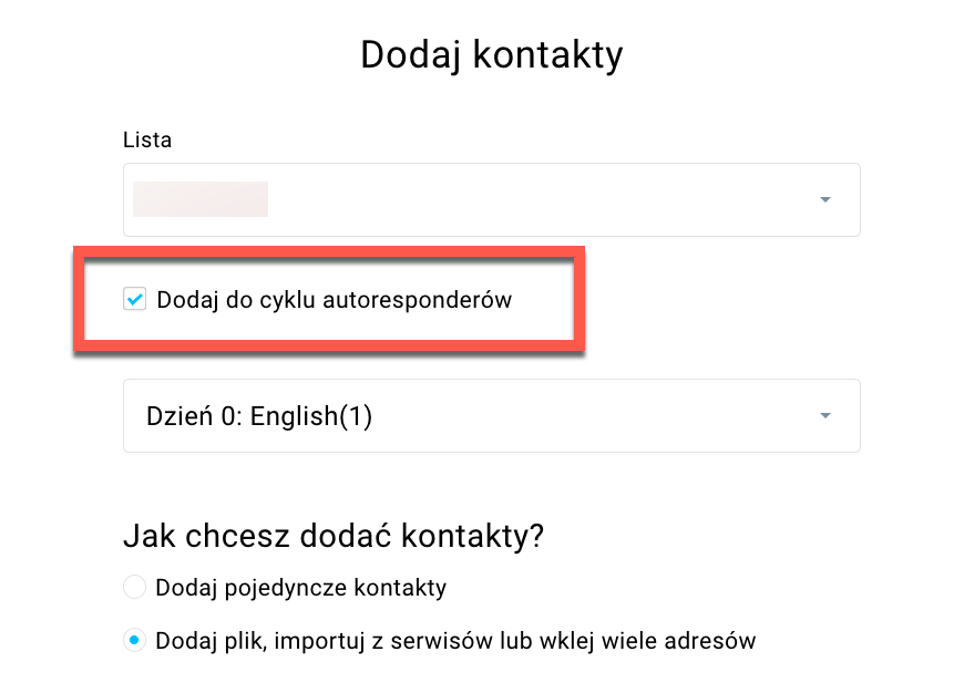 Dodaj do cyklu autorespondera.