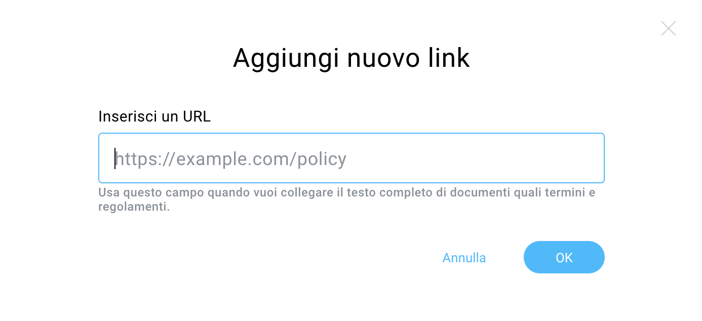 Aggiungi un nuovo link pop-up