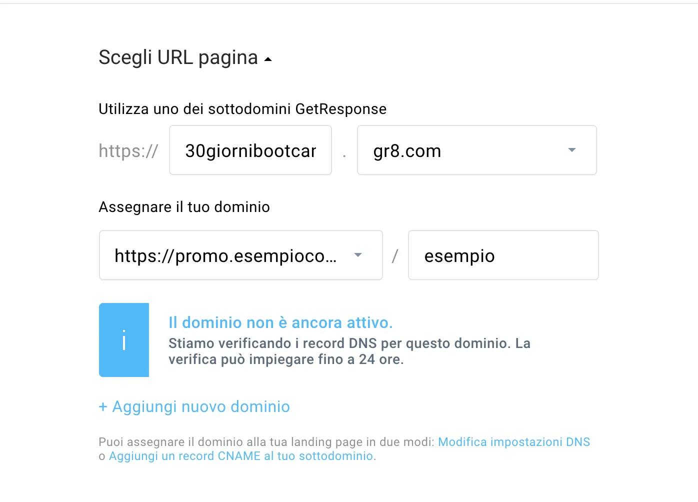 Notifica di modifiche DNS non verificate