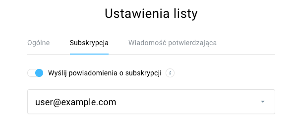 Pole powiadomień o subskrypcji