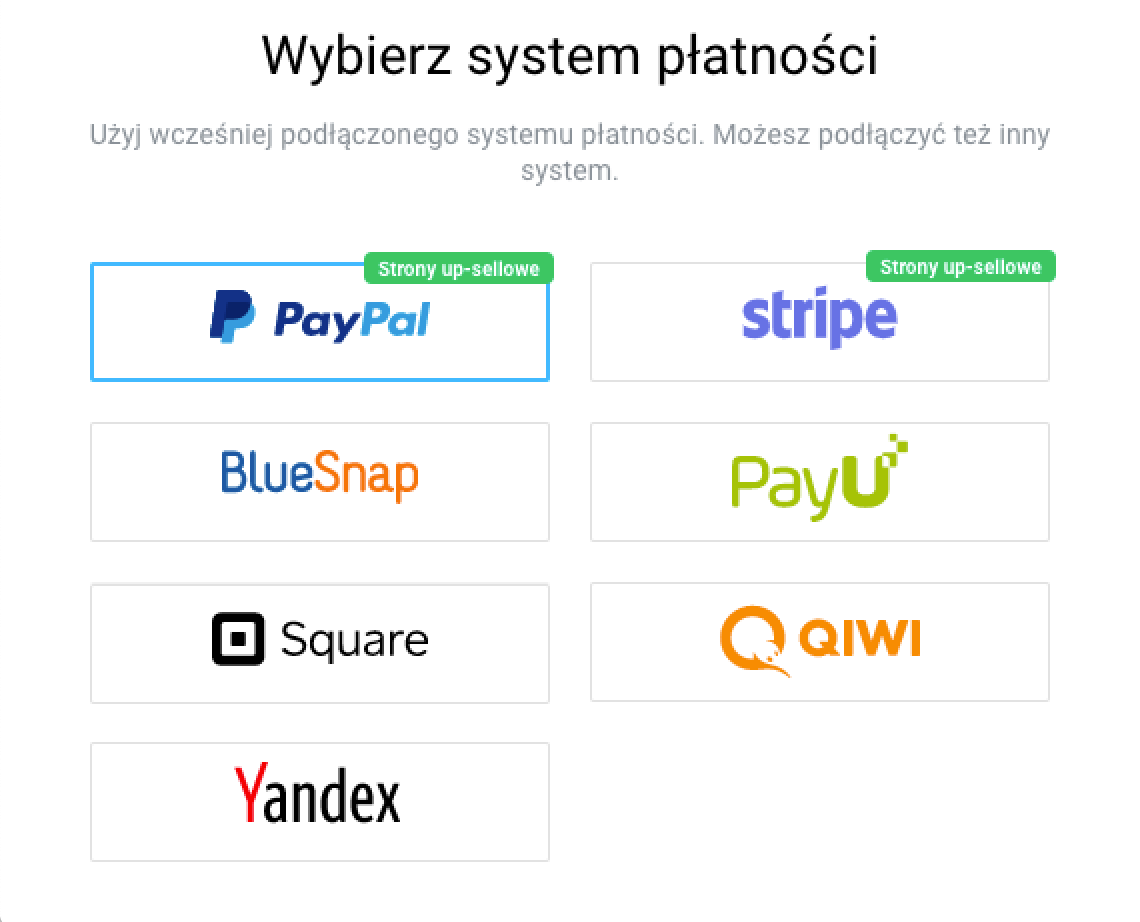 Wybierz system płatności.