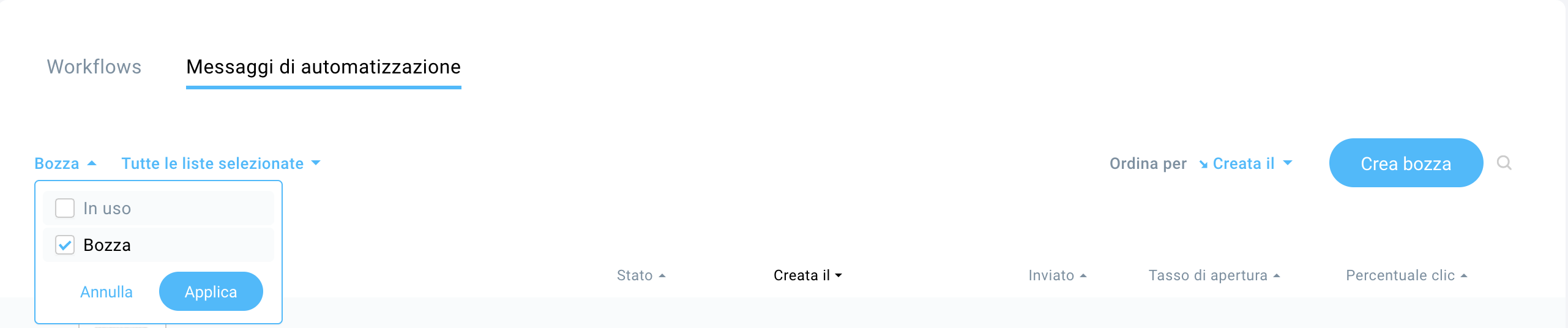 How to filter drafts shown