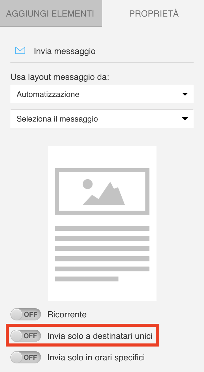 Switch enabled sending to unique recipients shown