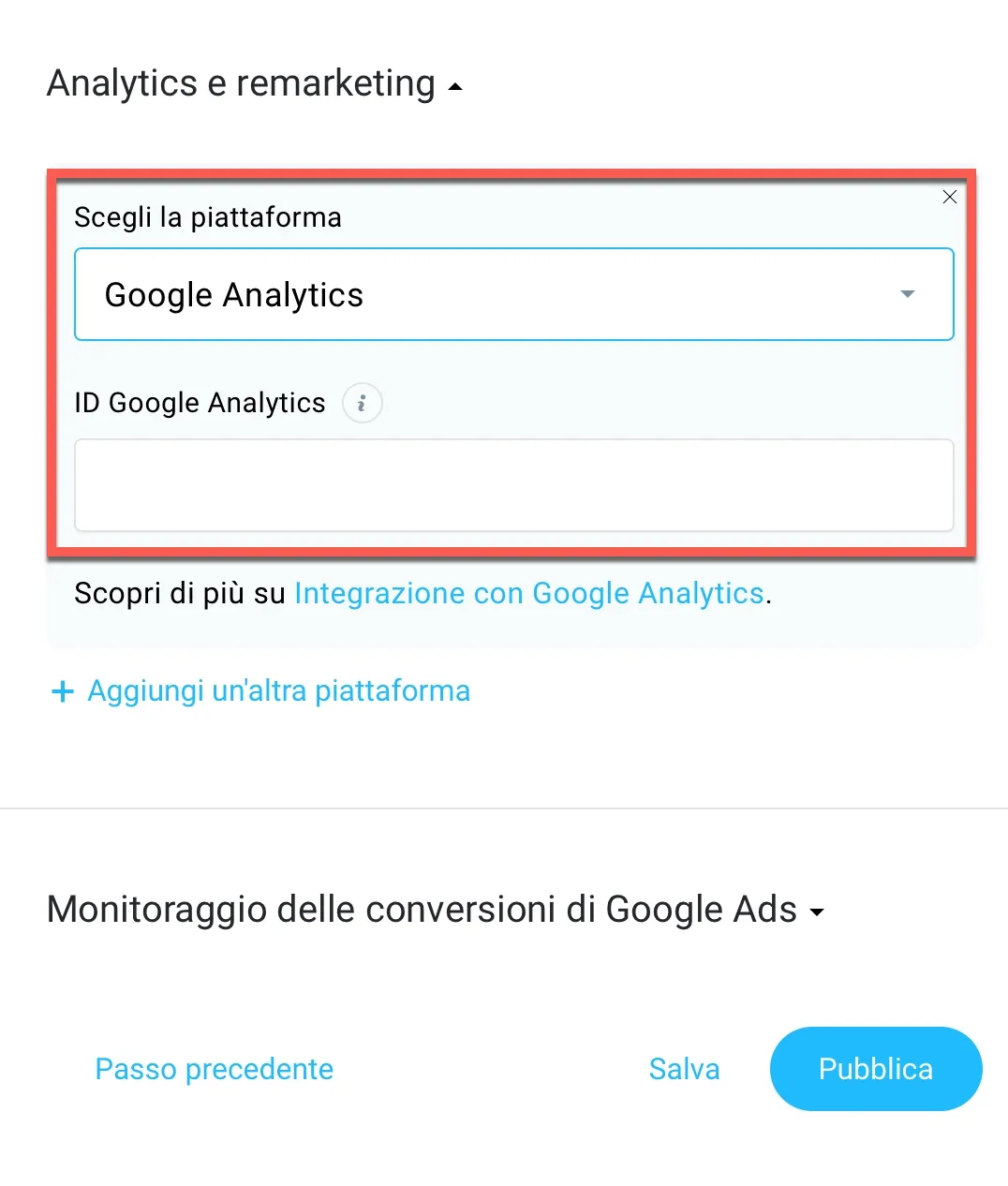 monitoraggio di google analytics