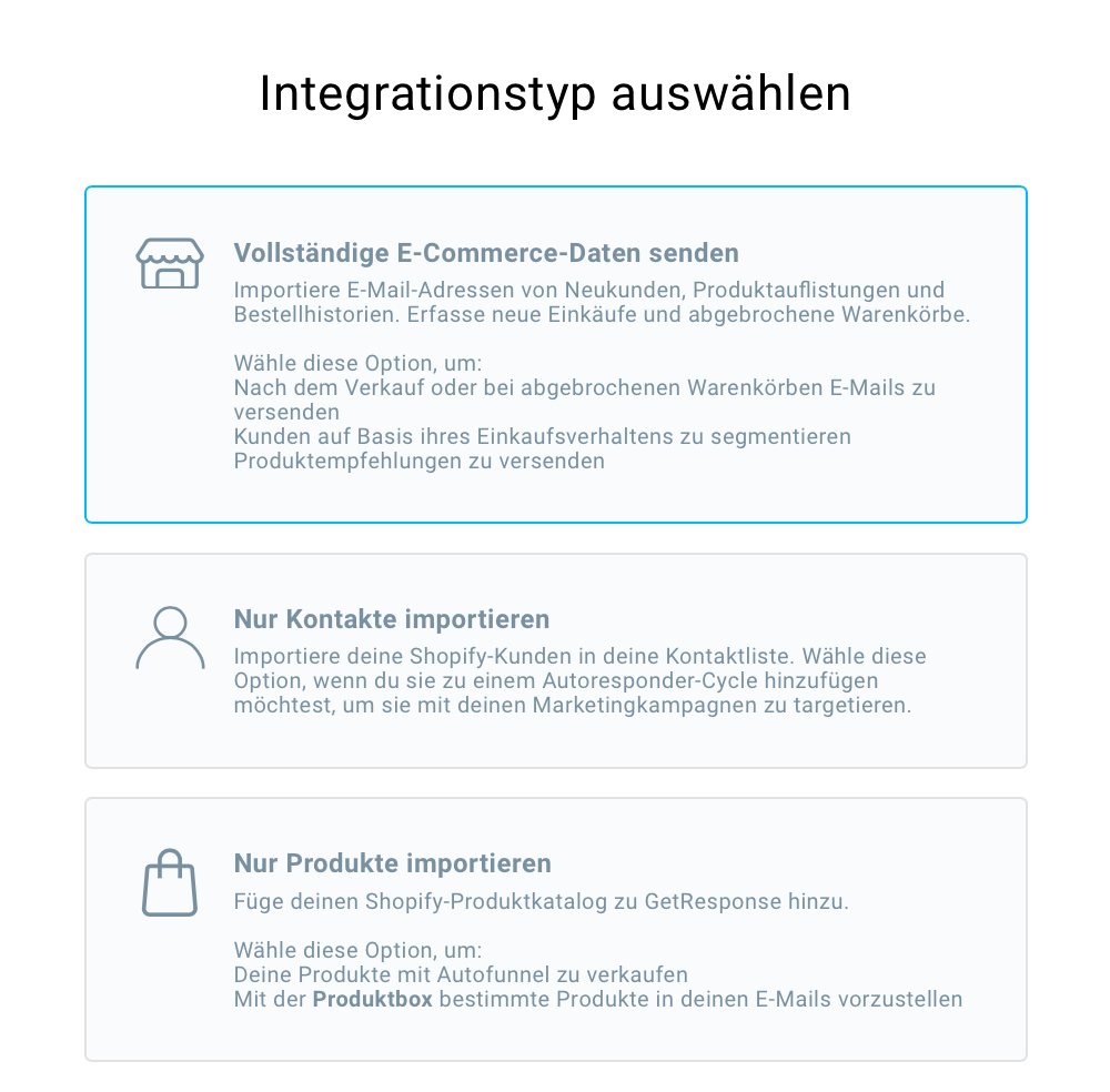 Integrationstyp auswählen.