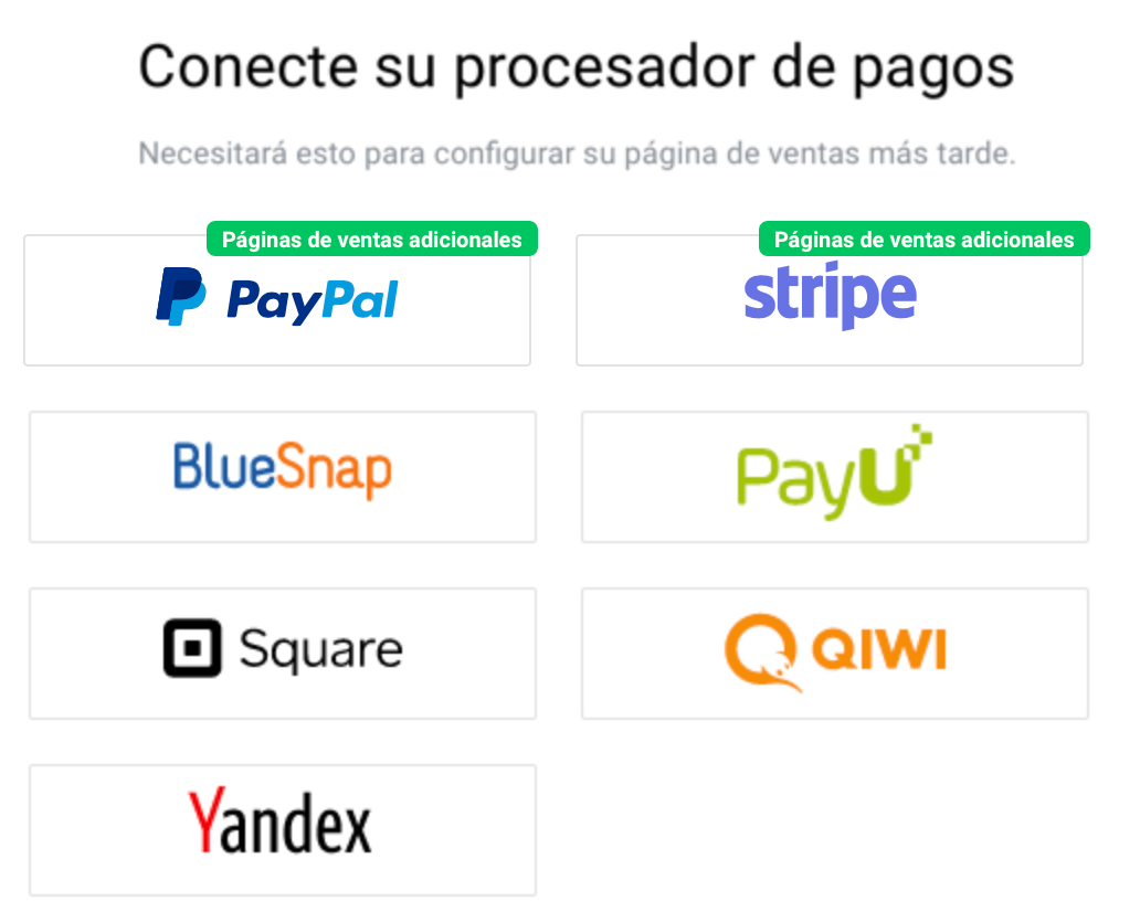 Conectar procesador de pagos.