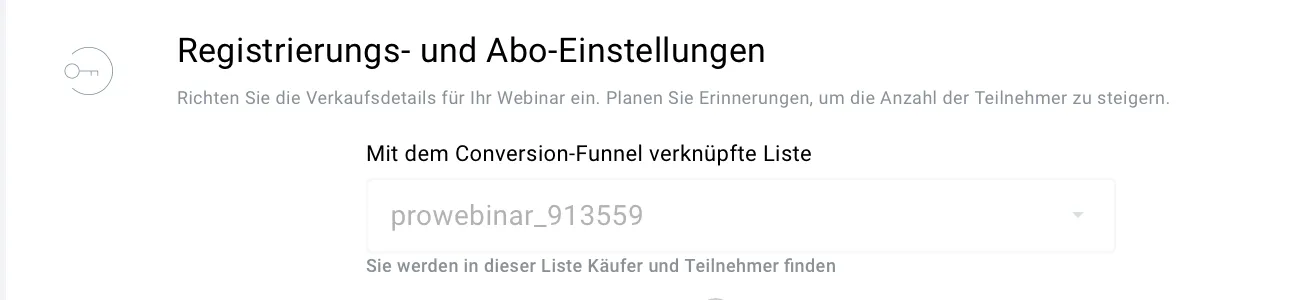 Webinar Einstellungen .