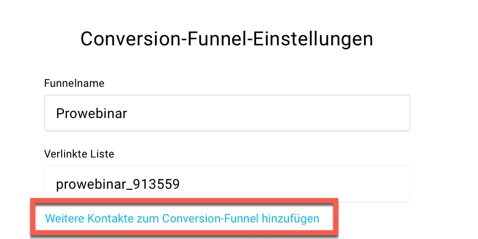 Conversion-Funnel-Einstellungen.