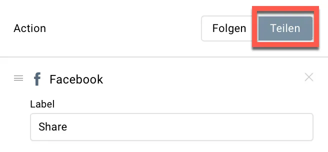 Auswahl Teilen in den Social Media Einstellungen.