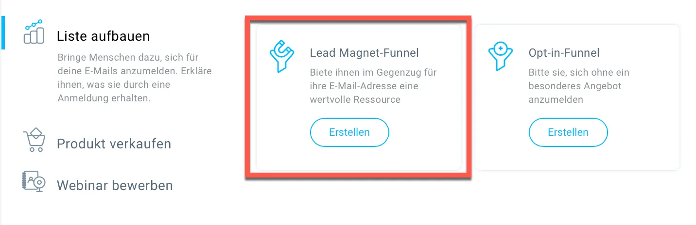 Lead Magnet-Funnel erstellen.