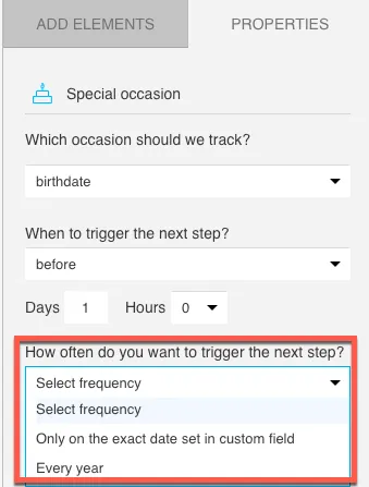 Special occasion frequency settings