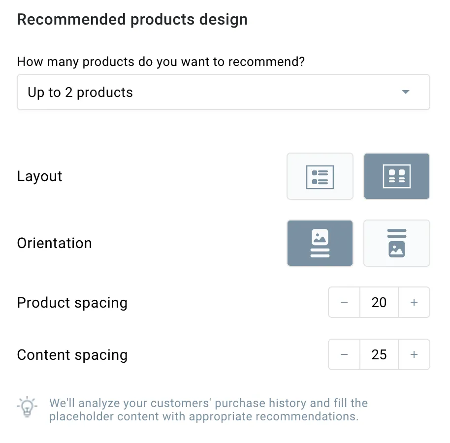 Recommended products design.