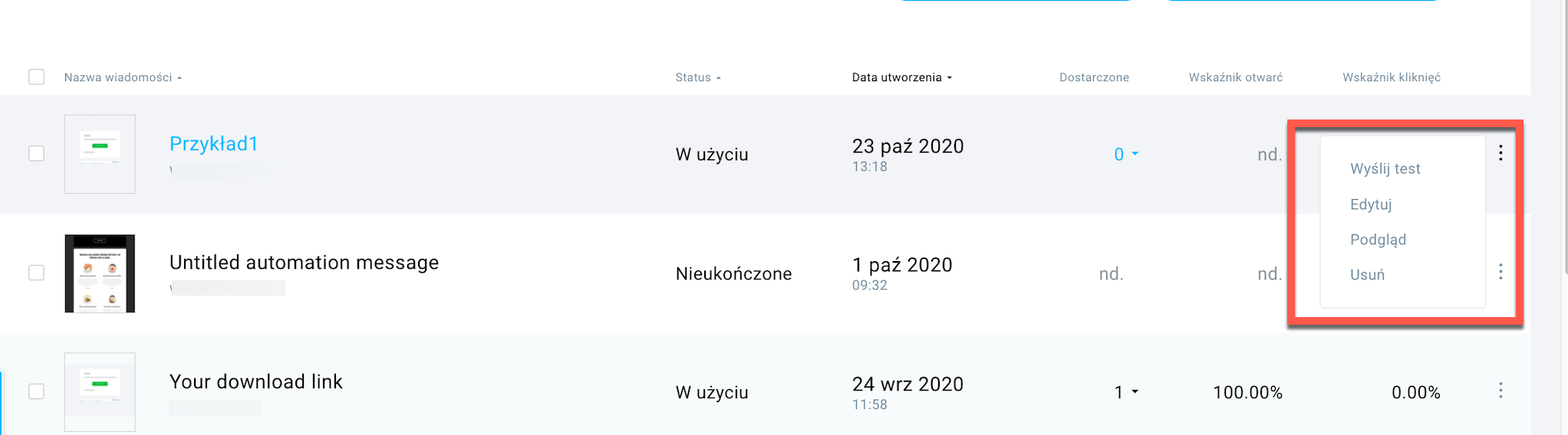 wiadomosc automation opcje