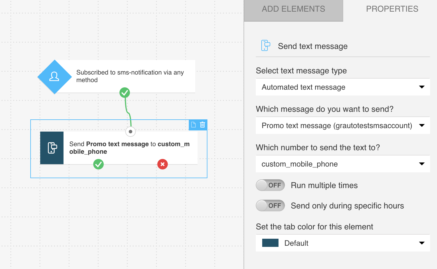 Send sms in automation.