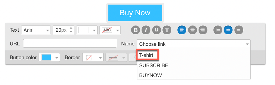 Double click and choose your PayPal button from the Name drop-down menu to add it to your message shown.