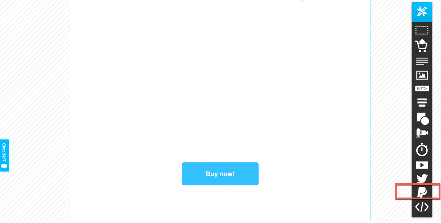Drag and drop a PayPal button onto your landing page shown.