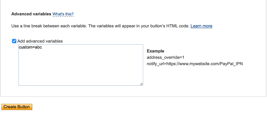 Advanced variables field