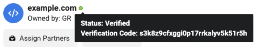 Domain status verified shown.