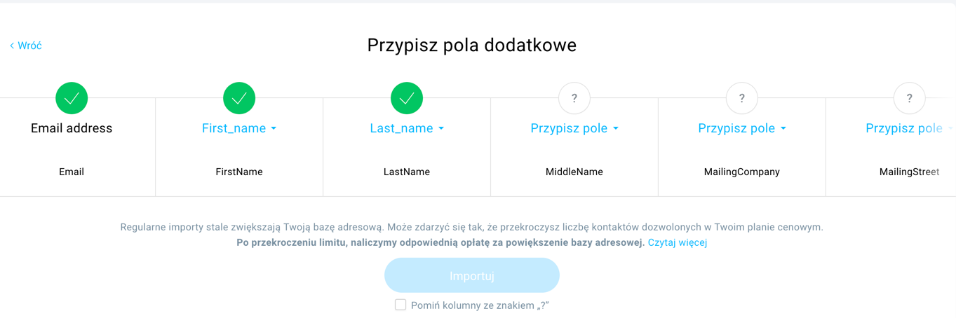 przypisywanie pól dodatkowych.