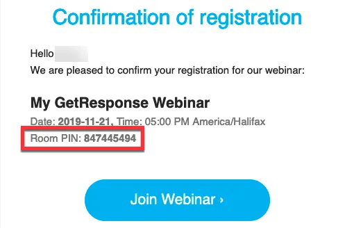 confirmation of registration email pin. 