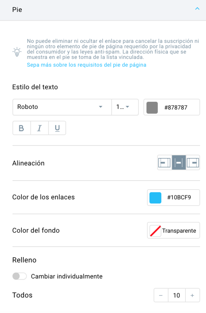 pie de la mensaje