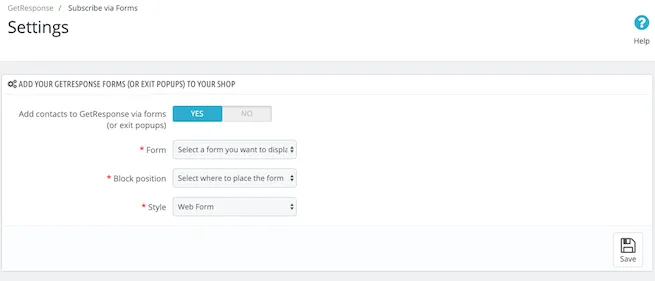 Prestashop subscribe via forms settings
