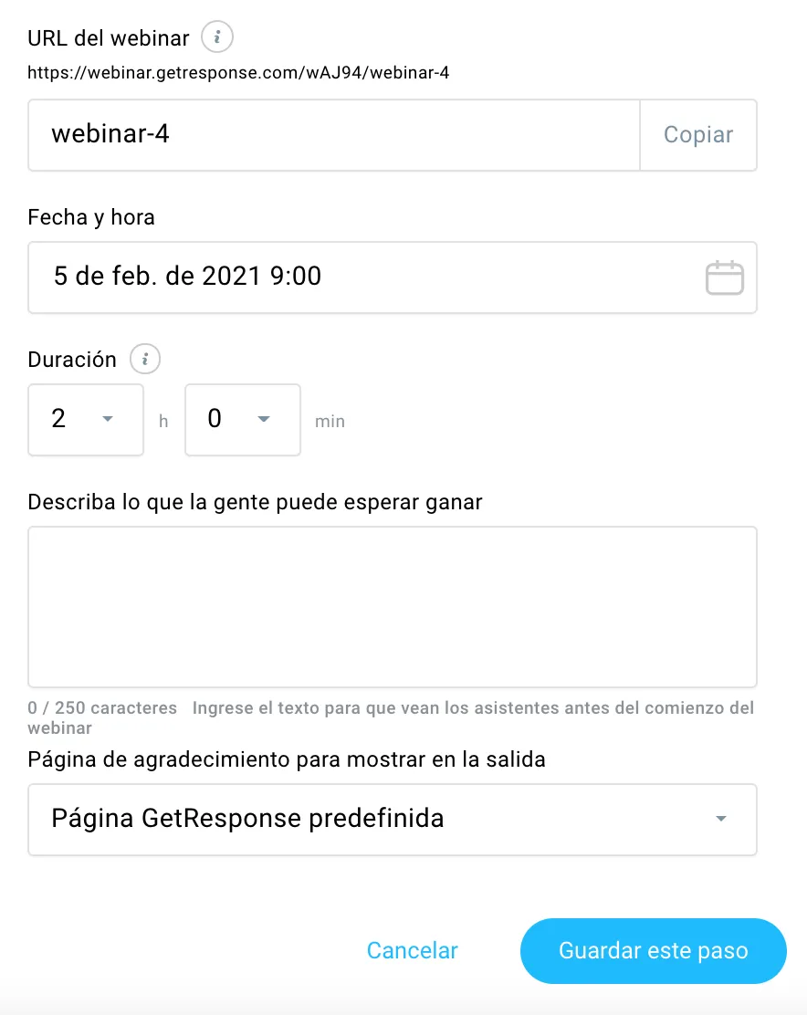 detalles del webinar