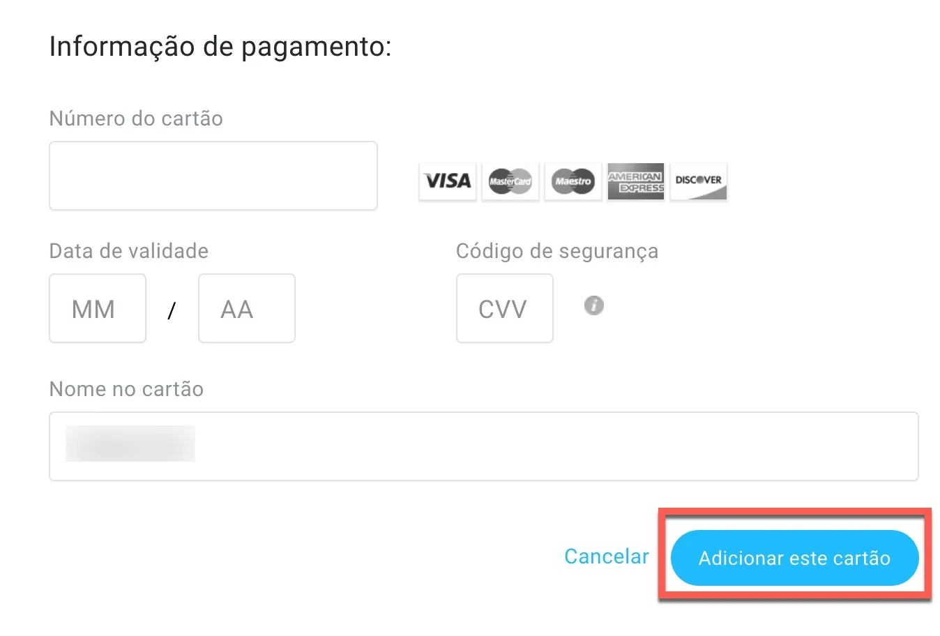 Como Adicionar Um Novo Cartão De Crédito Para Pagamentos 7341