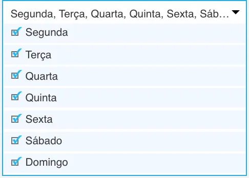 possibilidade de excluir ou incluir certos dias