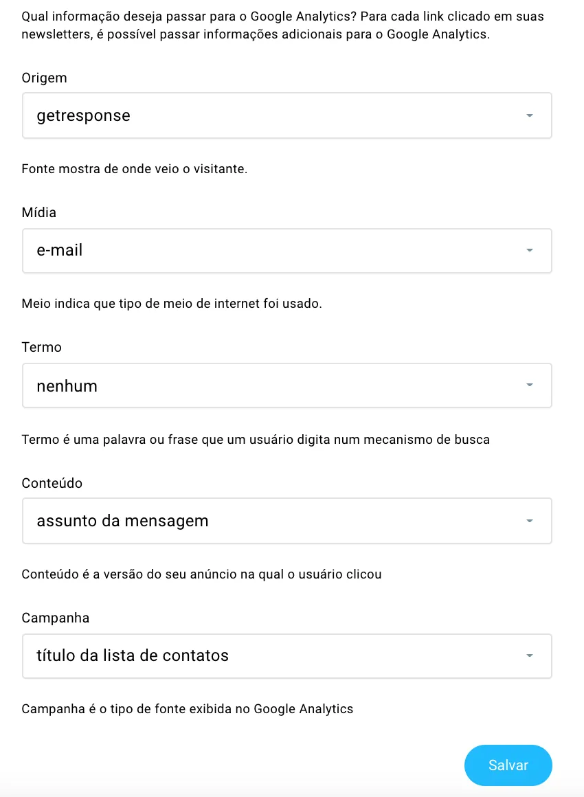 Configuração do Google Analytics