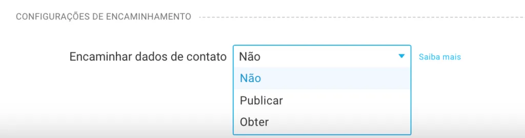 configurações de encaminhamento