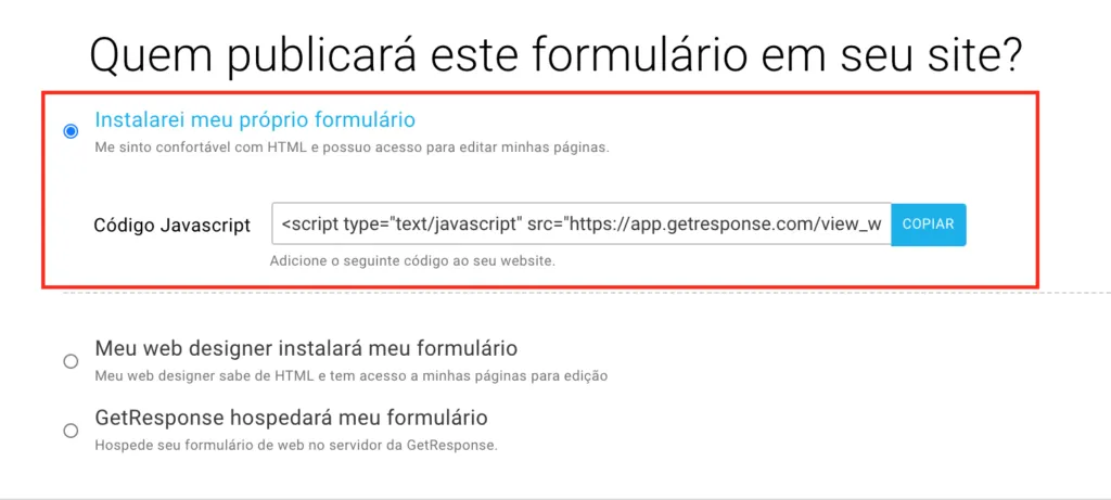 código do formulário