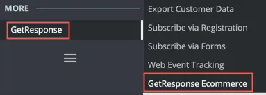 Expanda o menu e clique em E-commerce da GetResponse.