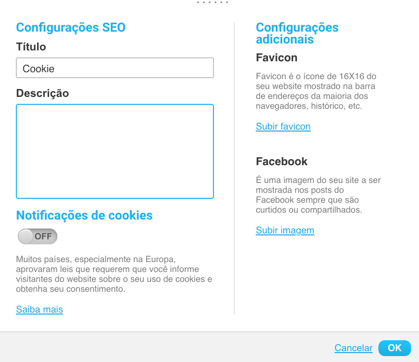 Configurações de SEO