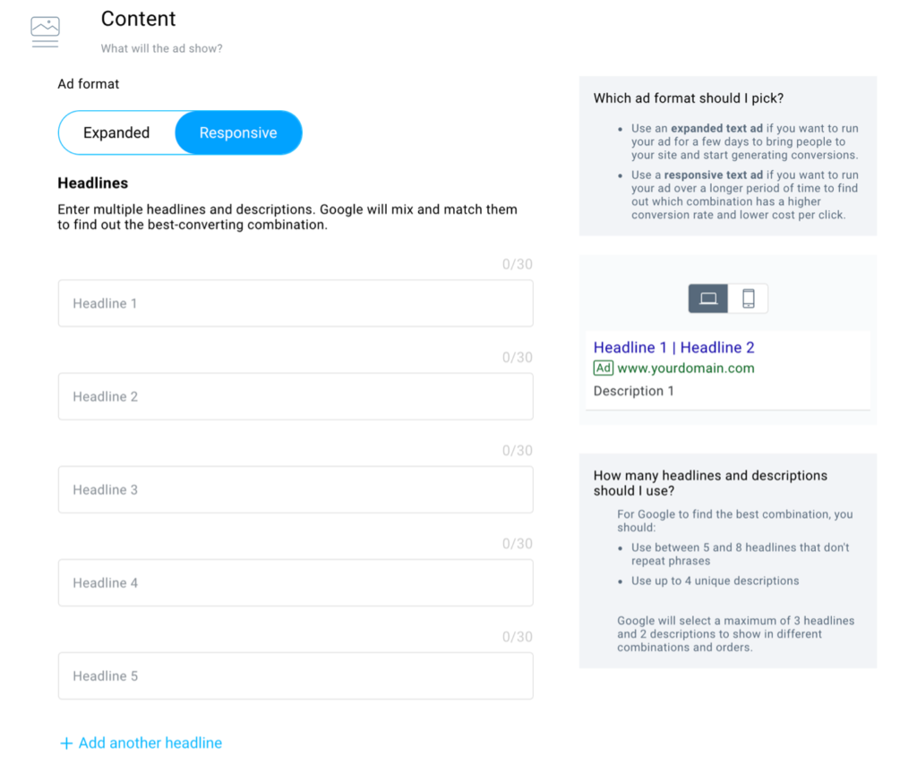 responsive ad type