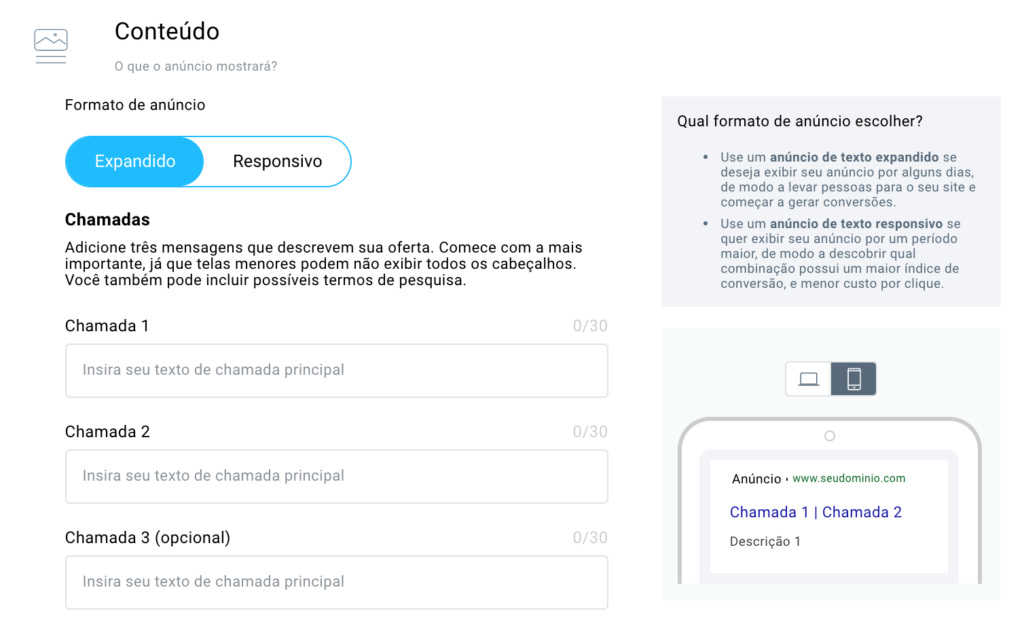 formato de anúncio expandido
