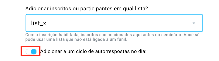 Adicionar a um ciclo de autoresponder no dia