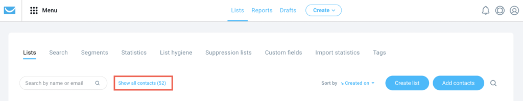 Show all contacts shown.