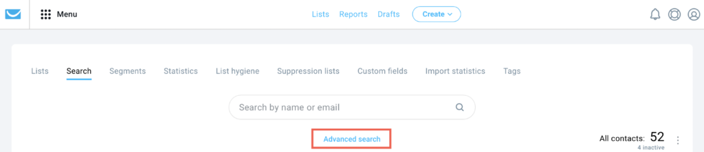 Advanced search shown.