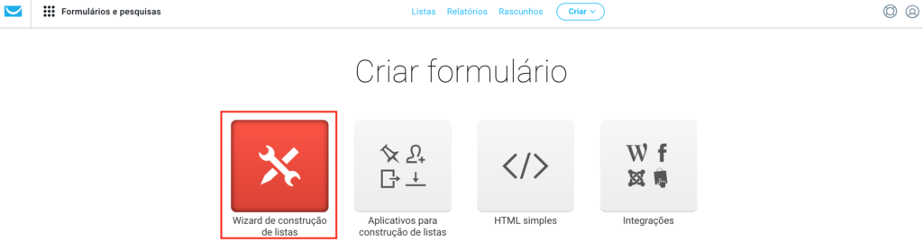 Wizard de contrução de listas