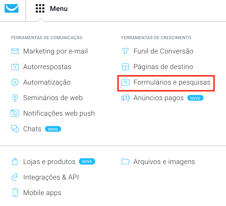 formulários e pesquisas