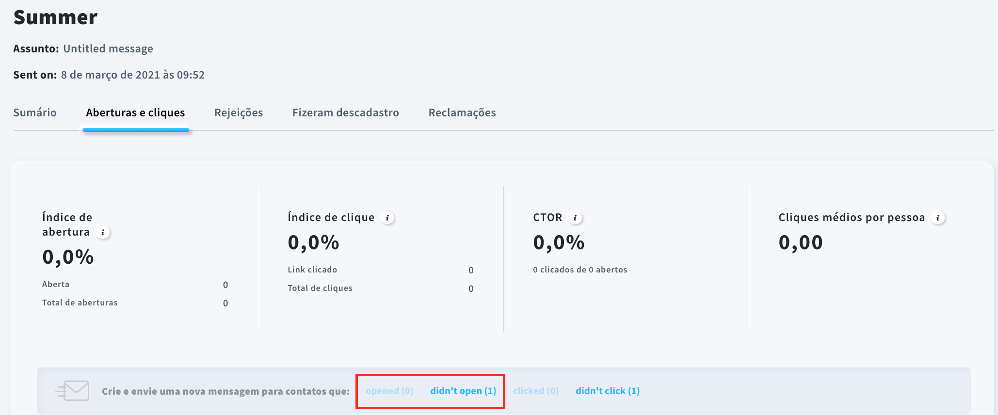 enviar mensagem a quem abriu e quem não abriu 