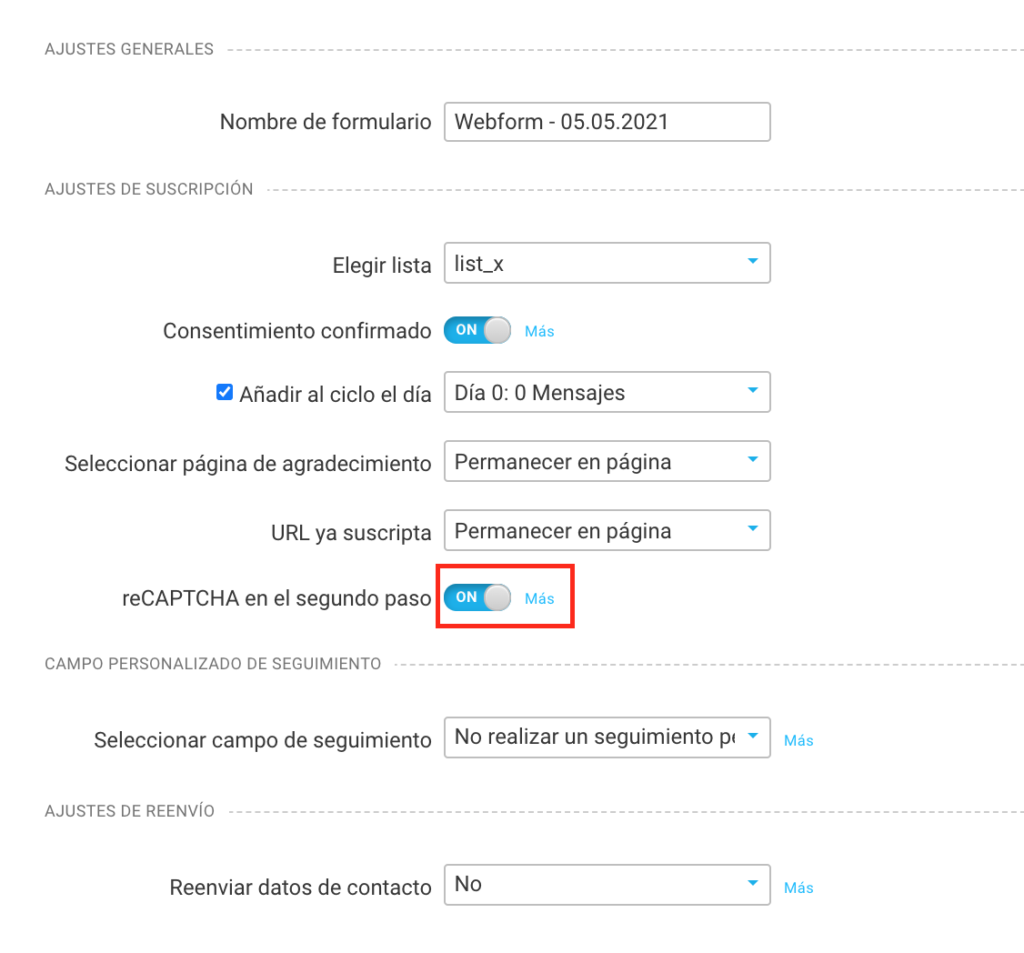 activar recaptcha
