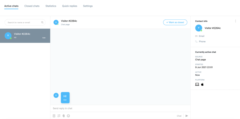 Manage chats page shown.
