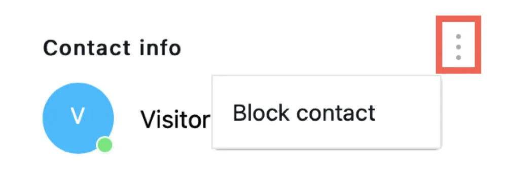 Action menu and Block contact shown.