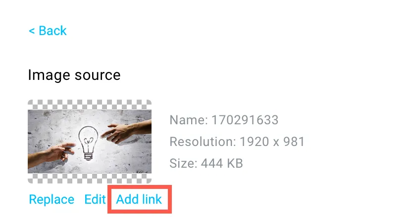 Add link to an image shown.