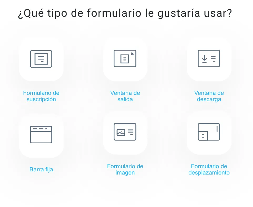 tipos de formularios emergentes